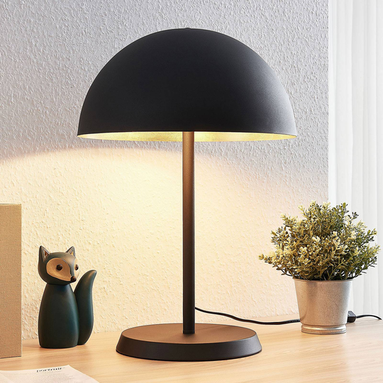 Bordslampa Idalene av metall, svart-guld