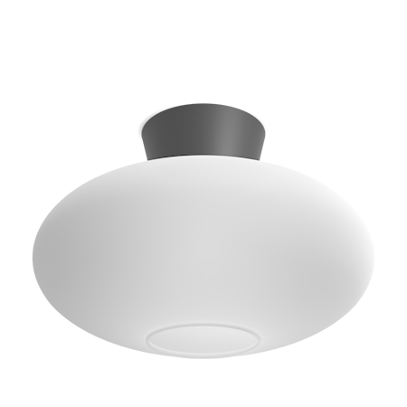 Plafond Bullo XL Ø38 oxidgrå/opalglas