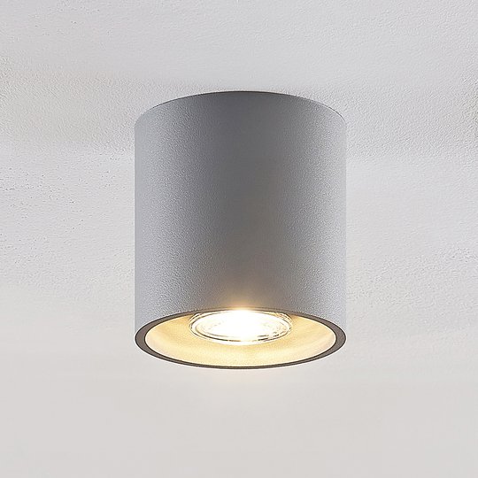 Lindby Parvin aluminium-downlight, rund, grå