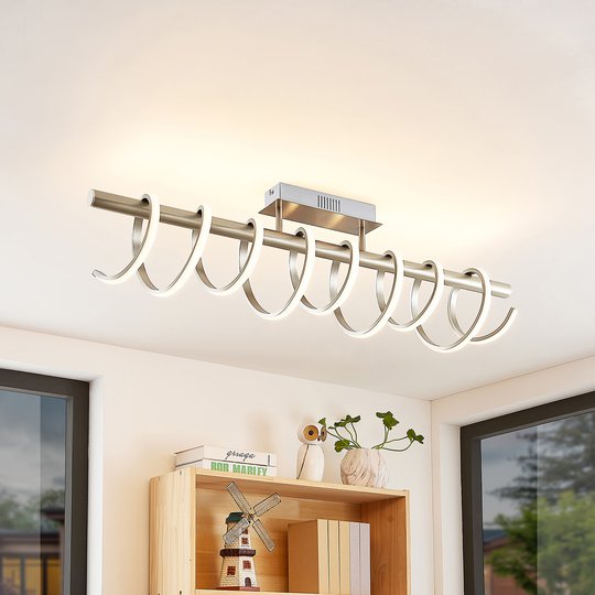 Lucande Milora LED-taklampa 100 cm nickel