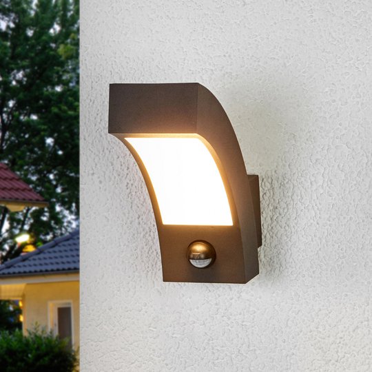 LED-utomhusvägglampa Lennik med rörelsedetektor