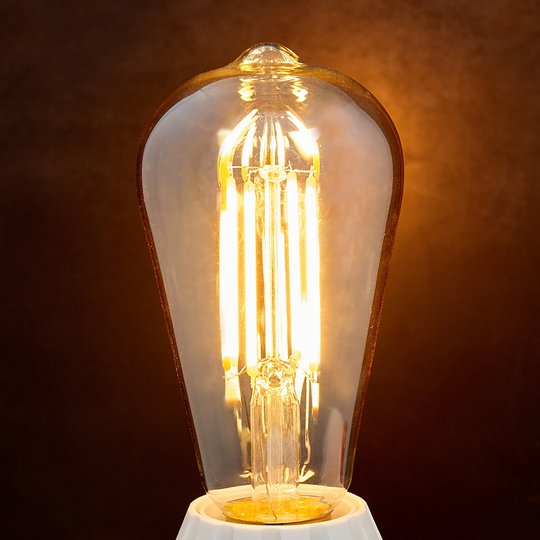 E27 LED-rustiklampa 6W, 500 lm, 2 200 K bärnsten