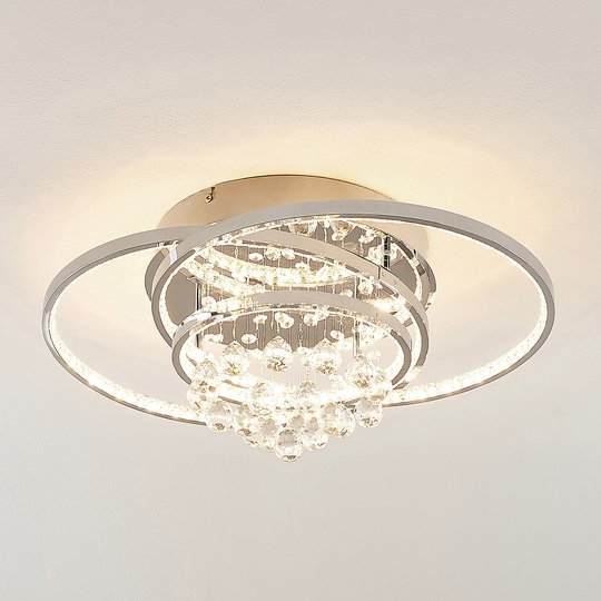 Lucande Keely LED-taklampa Kristall, 56,5 cm