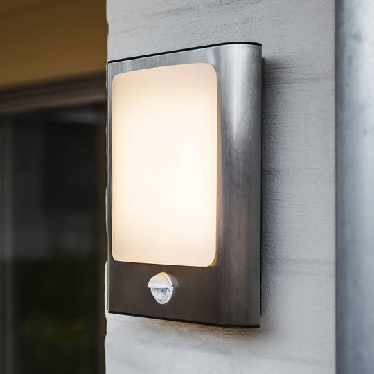 LED-vägglampa Face av rostfritt stål med sensor
