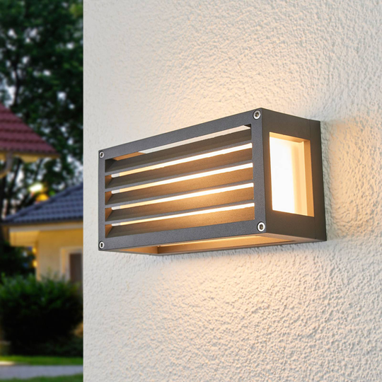 Randig utomhusvägglampa Aurelien, mörkgrå