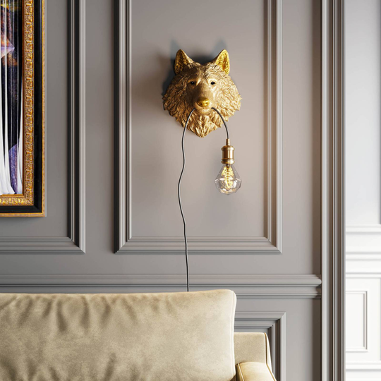 KARE Animal Wolf Head vägglampa med kontakt