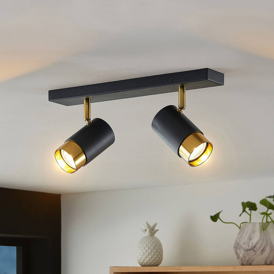 Arcchio Evaro takspotlight, guldring fram 2 lampor