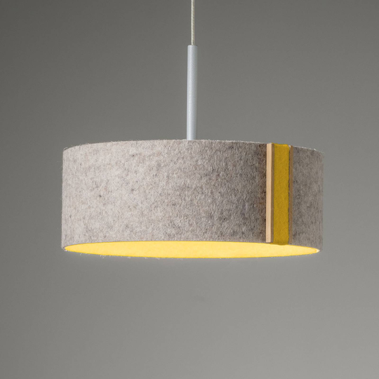 LED-hänglampa LARAfelt S, Ø 20 cm, grå/curry