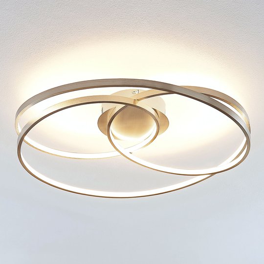 Lindby Ronka LED-taklampa, satinerat nickel