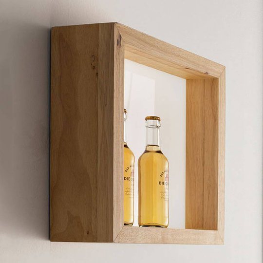LED-vägglampa Window, 37 x 37 cm, ekträ