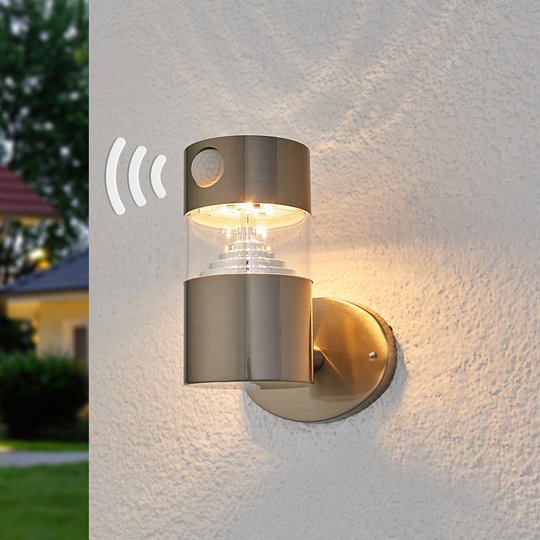 LED-solarvägglampa Kalypso i rostfritt stål