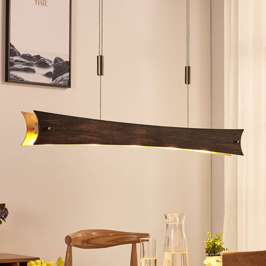 Dimbar LED-hänglykta Ebba, svart-guld