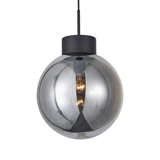 Hänglampa Astro, rökgrå kulskärm Ø 30 cm