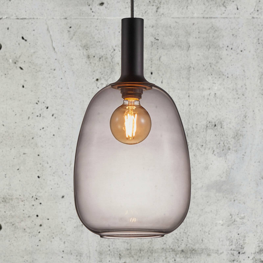 Hänglampa Alton med glasskärm rökgrå Ø 23 cm