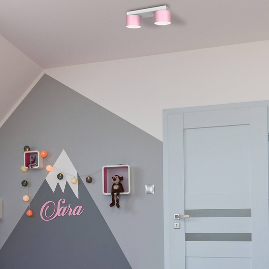 Taklampa Cloudy 2 lampor rosa