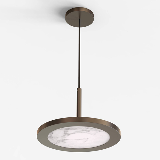 Hänglampa Moon brons, diffusor marmorerad Ø 33 cm