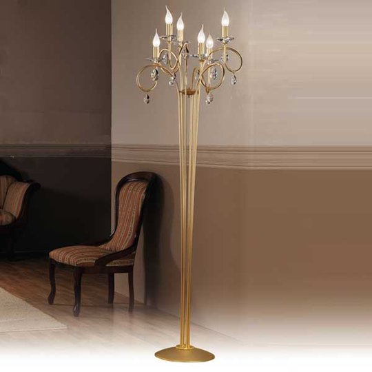 6 ljuskällor Förgylld golvlampa VIOLETTA