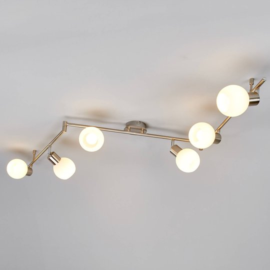 LED-taklampa Elaina i matt nickel, 6 ljuskällor
