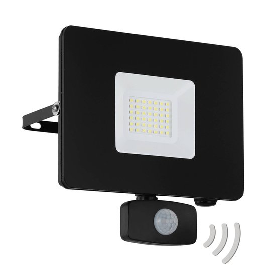 Utomhus LED-spot Faedo 3 med sensor, svart, 30 W